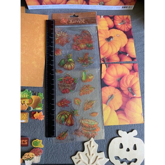 Fall & Halloween Scrapbooking Kit - Stickers Cutouts Patterned Paper & Embellish - Picture 11 of 13